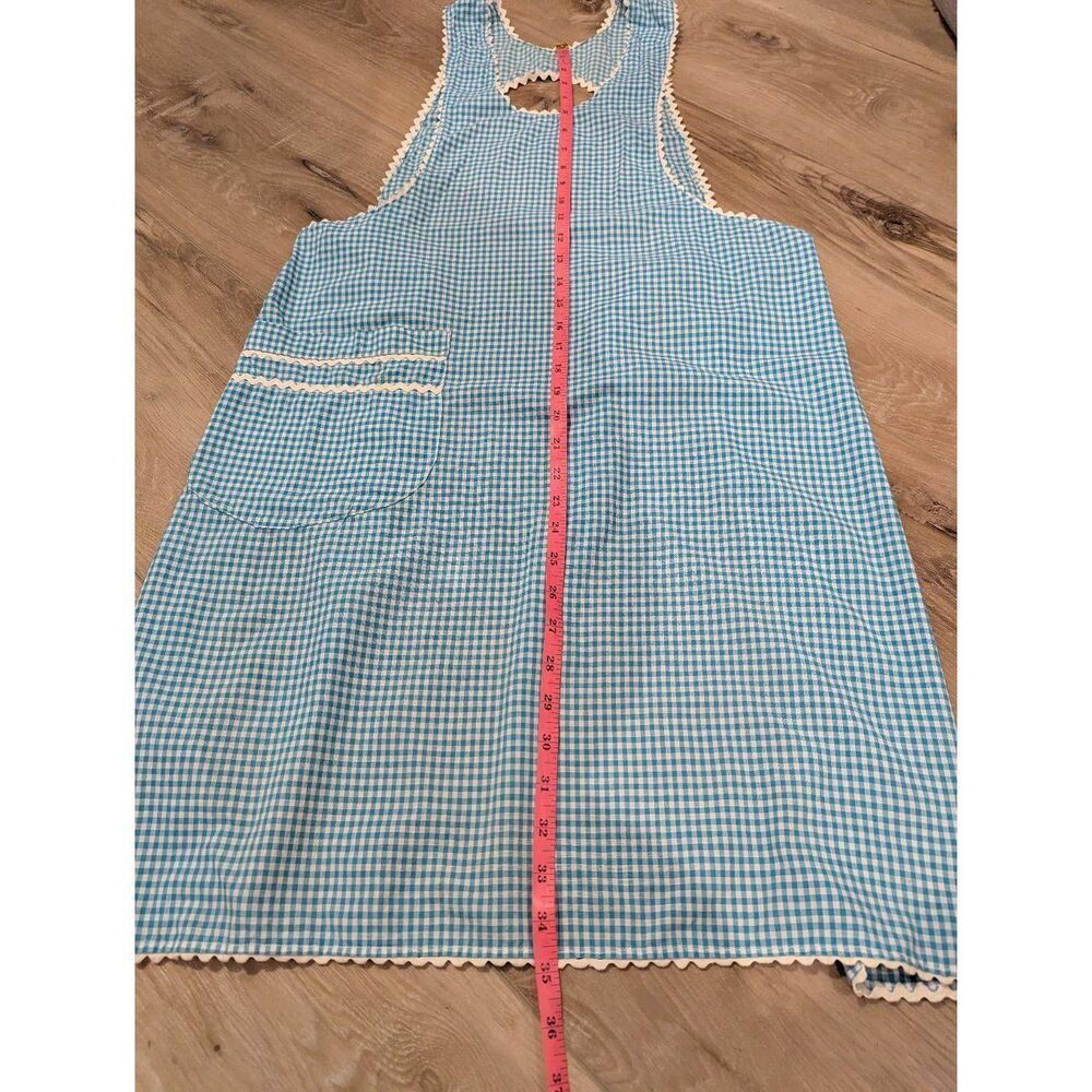 Vintage Handmade Gingham Apron 1960s MCM Pinup - Picture 8 of 8